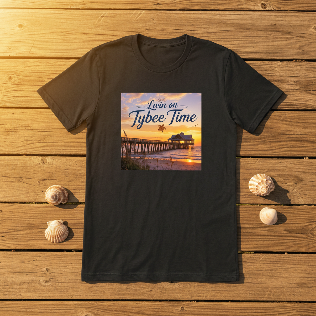 Livin’ on Tybee Time Pier Gildan G500 T-Shirt