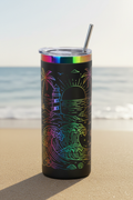 Black 20oz Skinny Rainbow Laser Engraved Tumbler