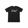 Dental Squad black t-shirt with cute cartoon dental characters